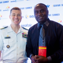Davies Chirwa with Northwest Regional U.S Navy Commander
