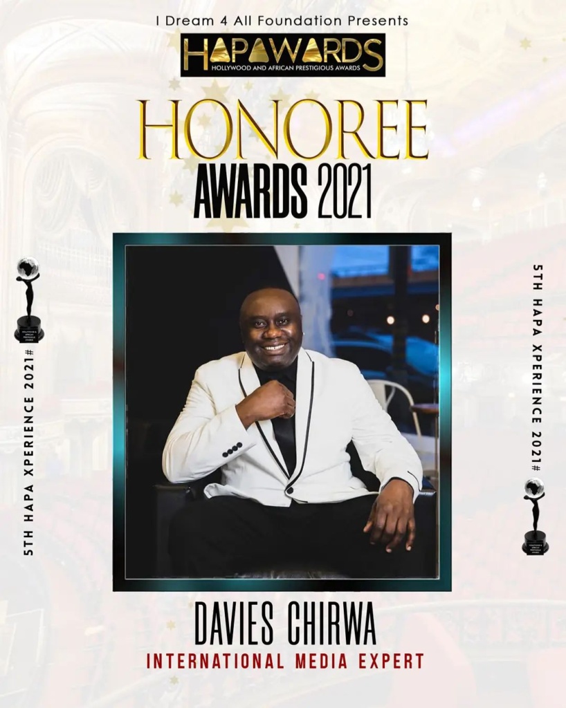 Davies Chirwa HAPAWARDS Recognition as the International Media Icon